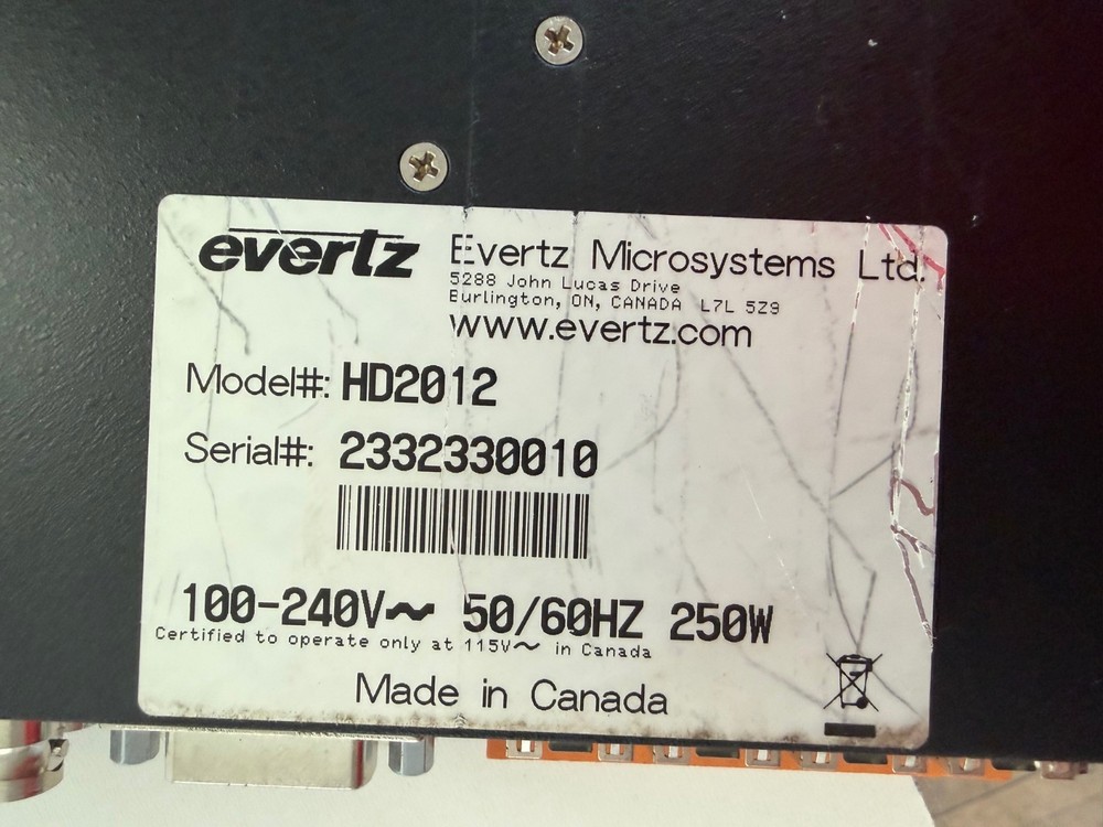 Evertz PassPort HD2012 Multi-Path Video Converter Frame Synchronizer *Power Test