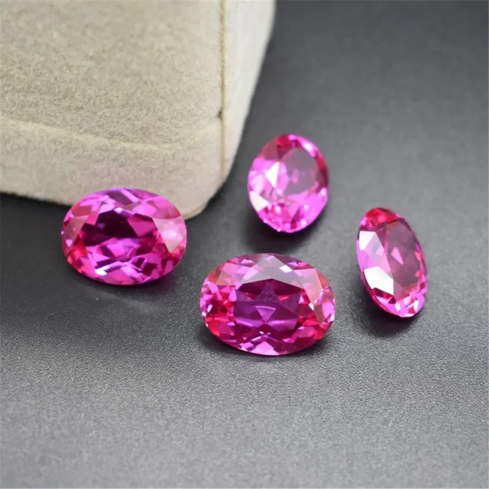 Pink Ruby Mohs Hardness 9 Oval Cut Gemstone Egg Shape Faceted Ruby Gem