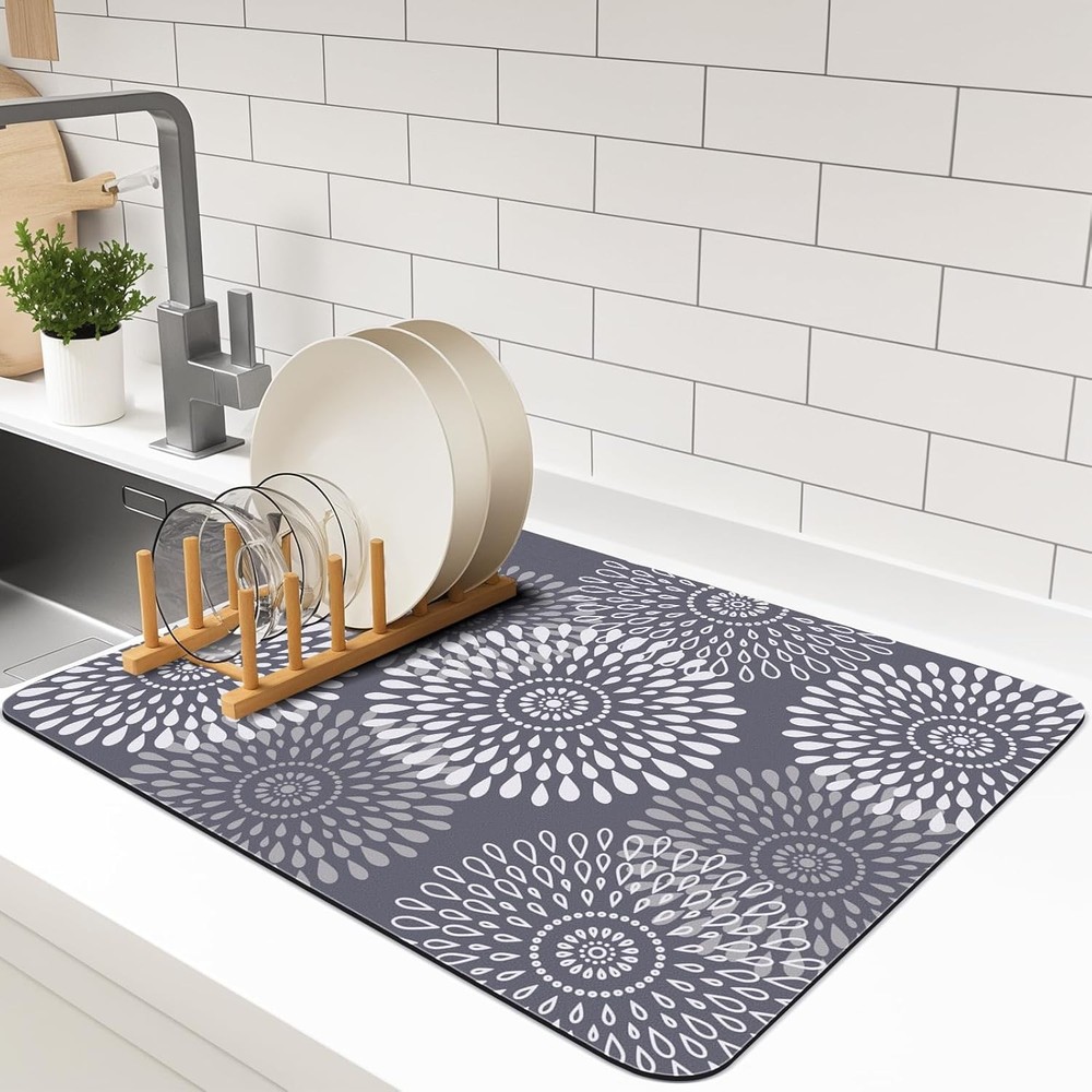 Dish Drying Mat Super Absorbent Kitchen Counter Mat Rubber Baing