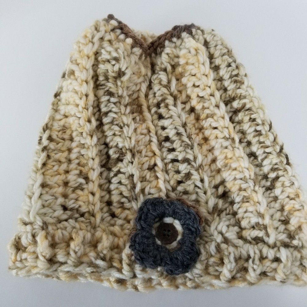 Ponytail Messy Bun Dread Dreadlock Ear Warmer Hand Knit Hat