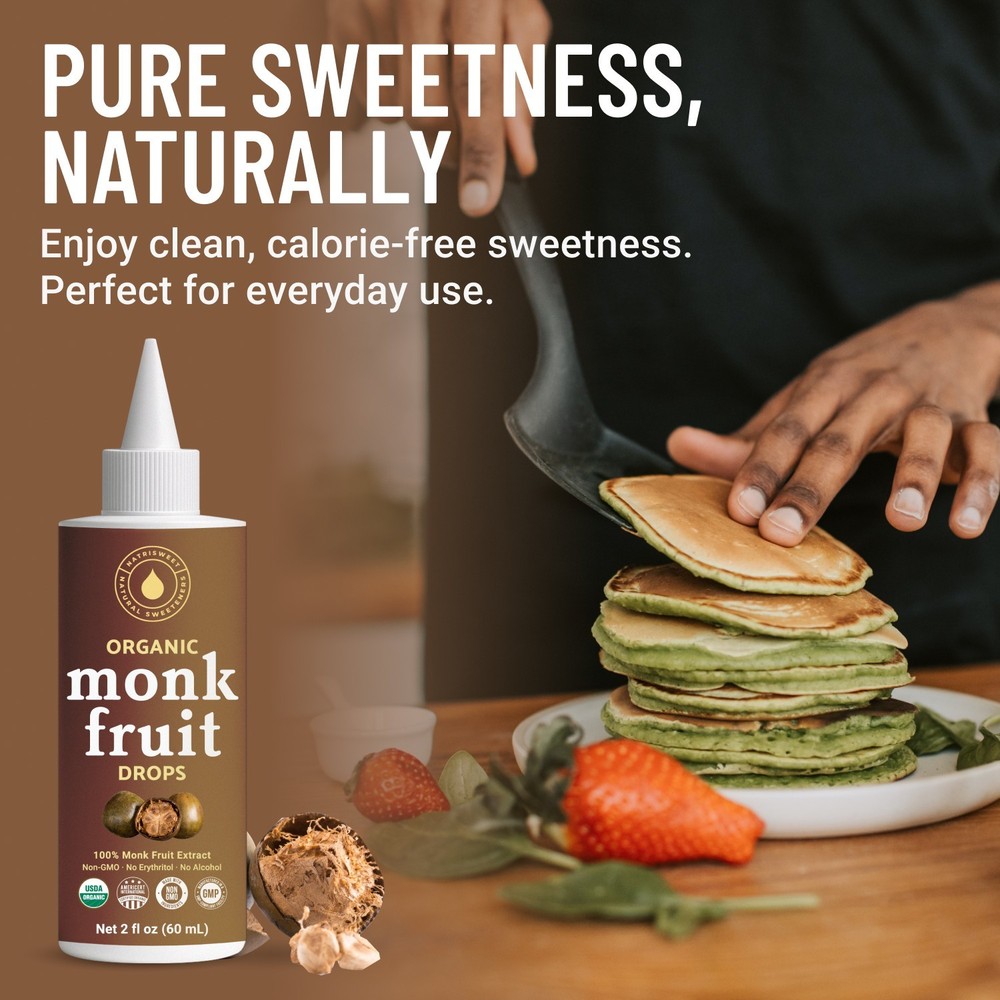Organic Monk Fruit Liquid, Monk Fruit for Coffee, Tea, Drinks & Baking, 2 fl oz