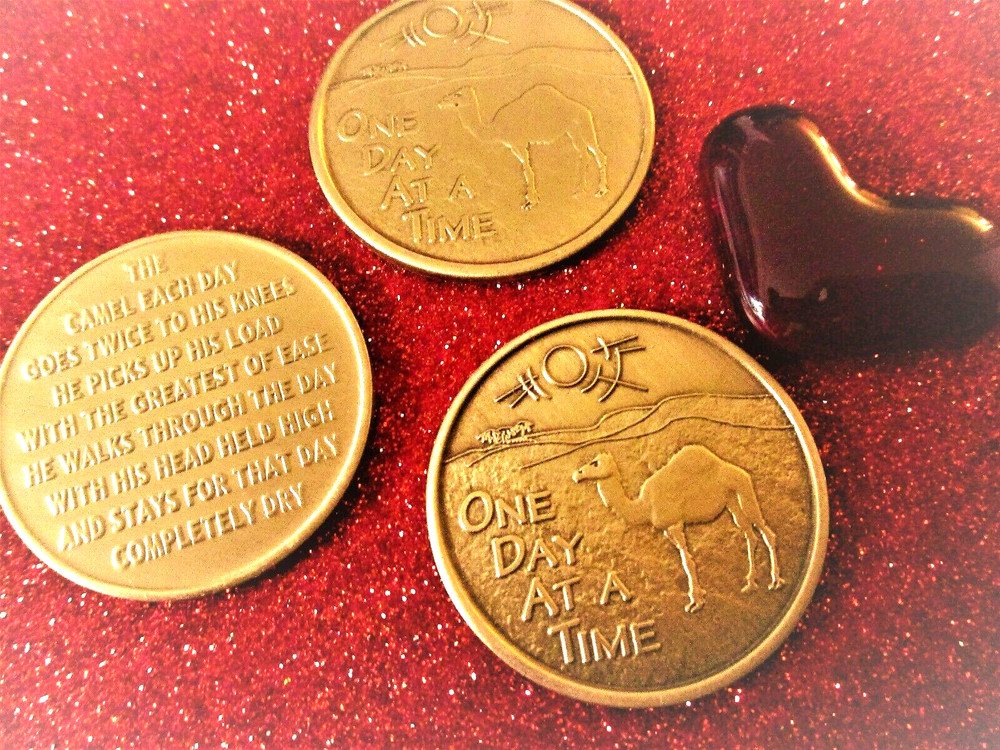 Coin Chip Brass Token Surrender Medallion Inspirational 12 Step Programs AA NA