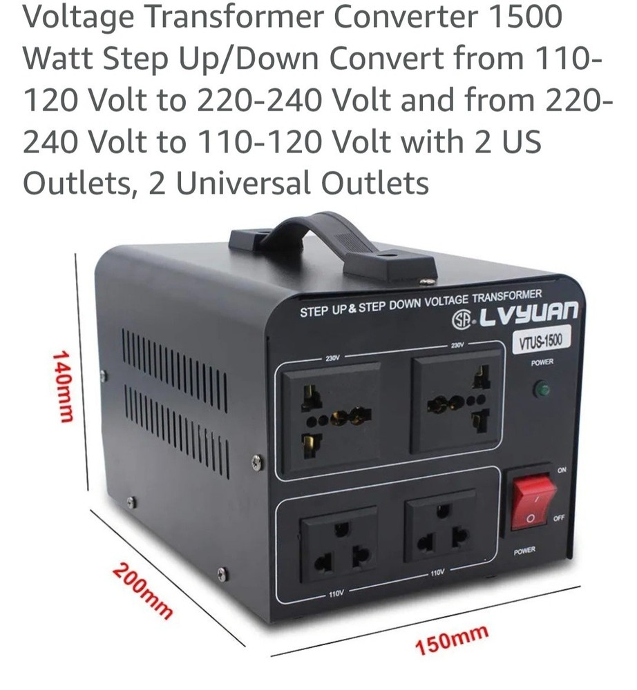 LVYUAN Voltage Converter Transformer 1500 Watt Step Up/Down Convert