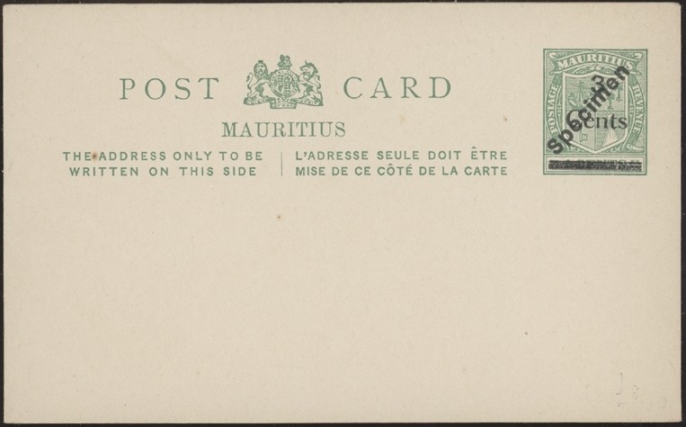 MAURITIUS, 1925. Post Card  H&G 30, Specimen