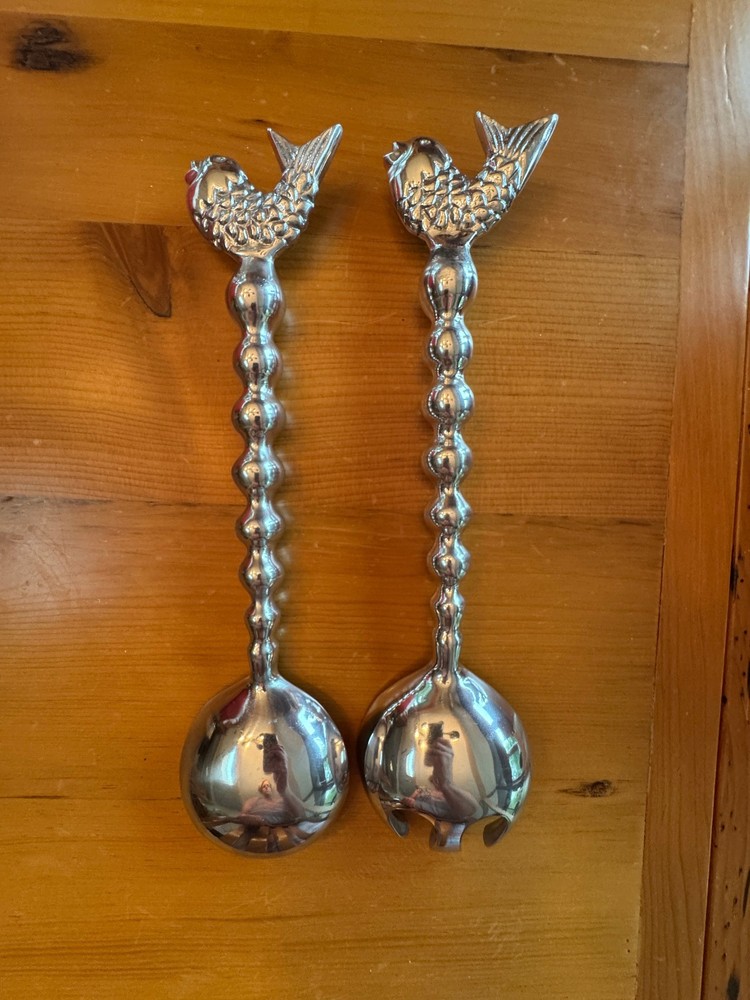 FISH Handle Vintage Serving Set Salad Servers, 13"