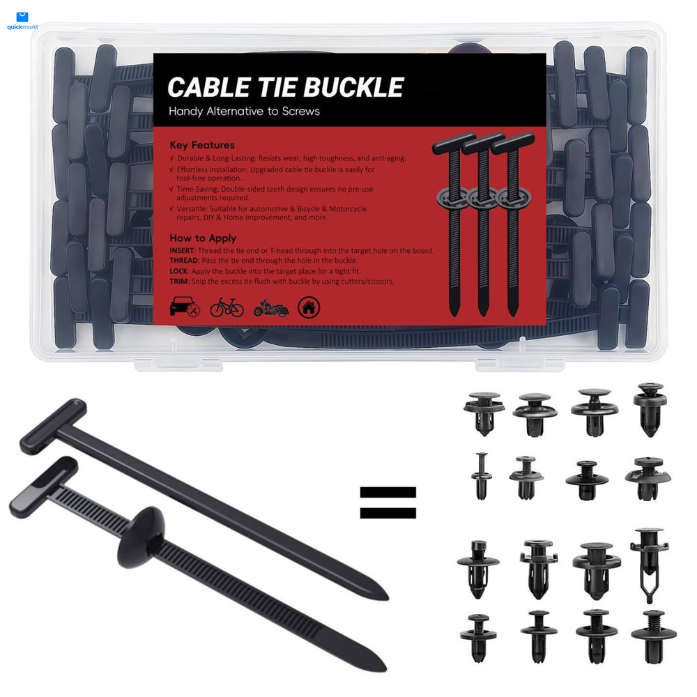 30PCS Nylon Universal Cable Tie Buckles, Multi-functional T Rivet Zip 30pcs