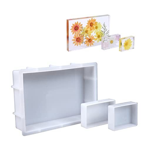 3 Pcs Rectangular Silicone Molds for Resin Large Resin Mold Glossy Deep Square