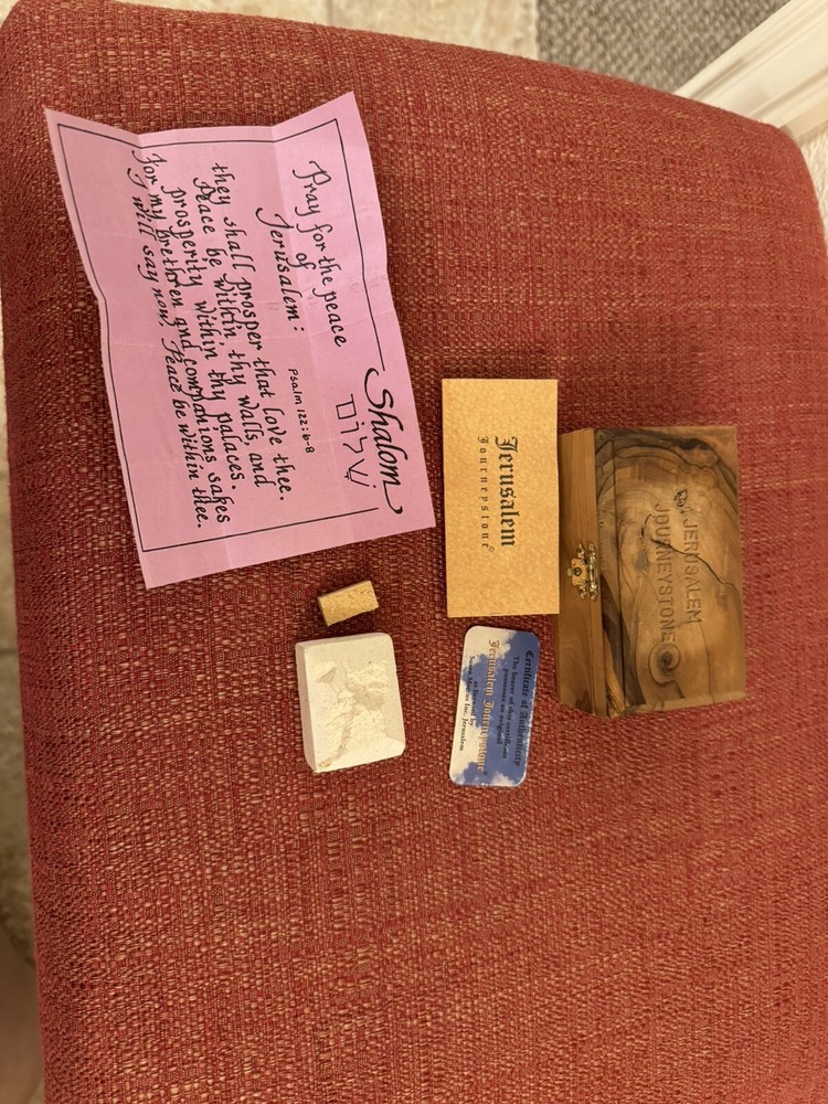 Vintage Jerusalem Journey Stone Storage Box Authentic Certificate