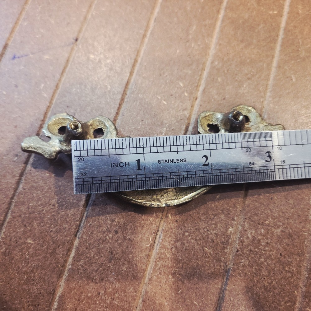 Antique ~ Cast Brass Drawer Pulls Rigid bale with bows -NOS