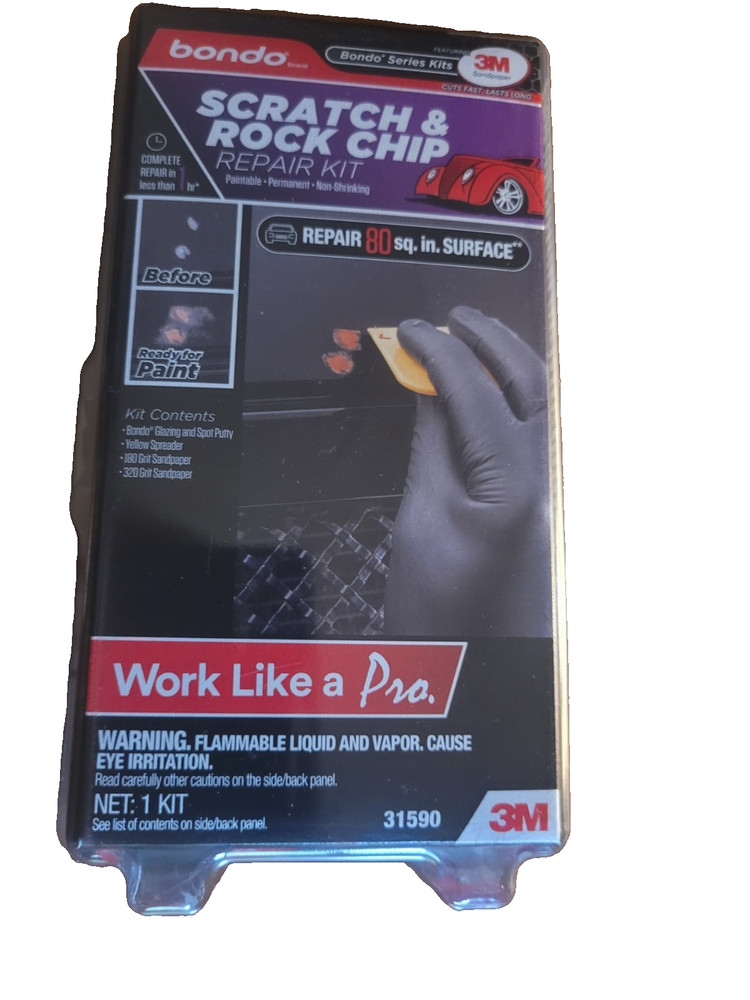 3M Bondo Scratch & Rock Chip Repair Kit. Paintable • Permanent • Non-Shrinking.