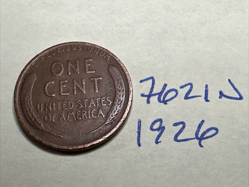 1926 1C BN Lincoln Cent WHEAT PENNY 7621N