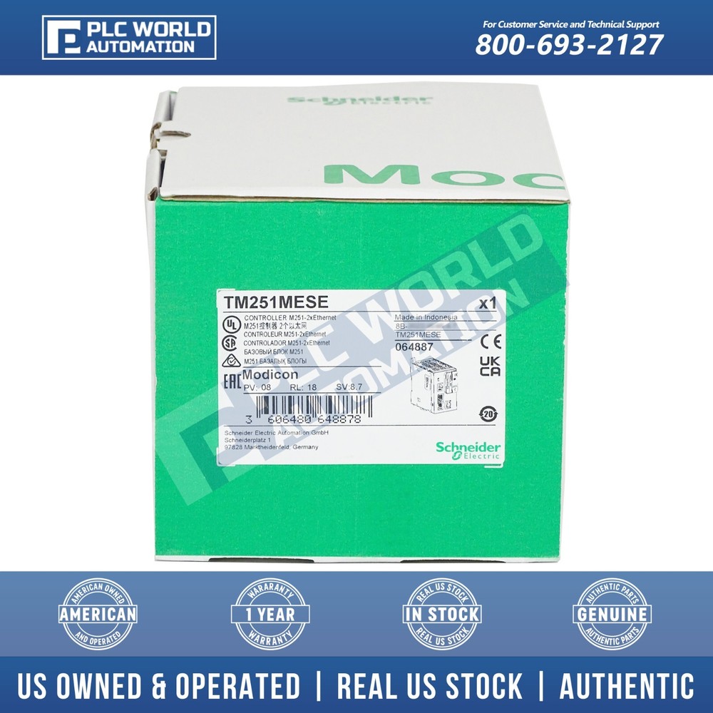 Schneider TM251MESE Modicon M251 Logic Controller, 2 Ethernet, Brand New