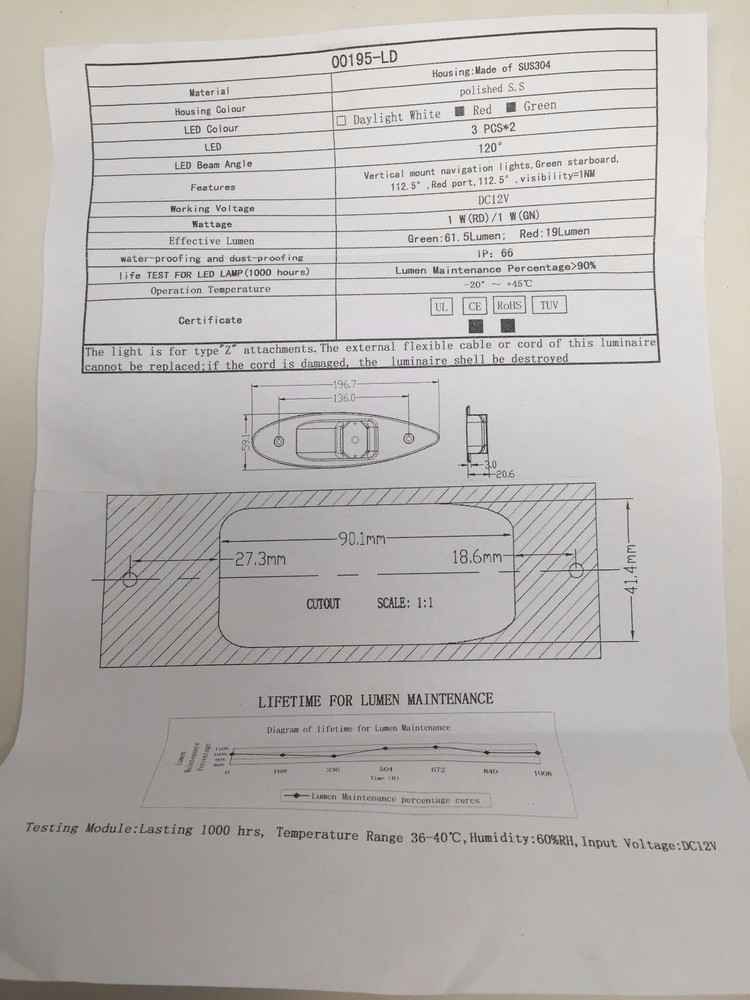 Marine Boat Navigation Pair LED Side Tear Drop Lights SS Vertical Mount 12V