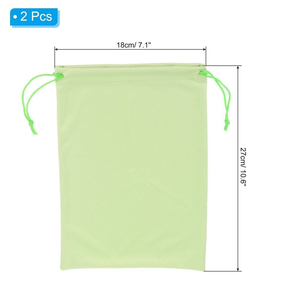 Ski Goggle Bag, 2 Pack Microfiber Snow Goggles Case Drawstring Pouch Green