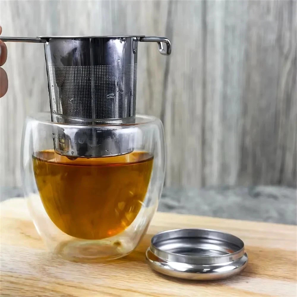 Stainless Steel Tea Filter with Folding Handle Loose Leaf Strainer with Lid*