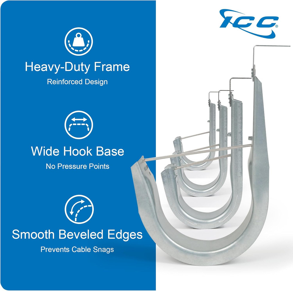 Galvanized Ceiling Mount J Hook 2” - 25 Pack Cable Management Clips