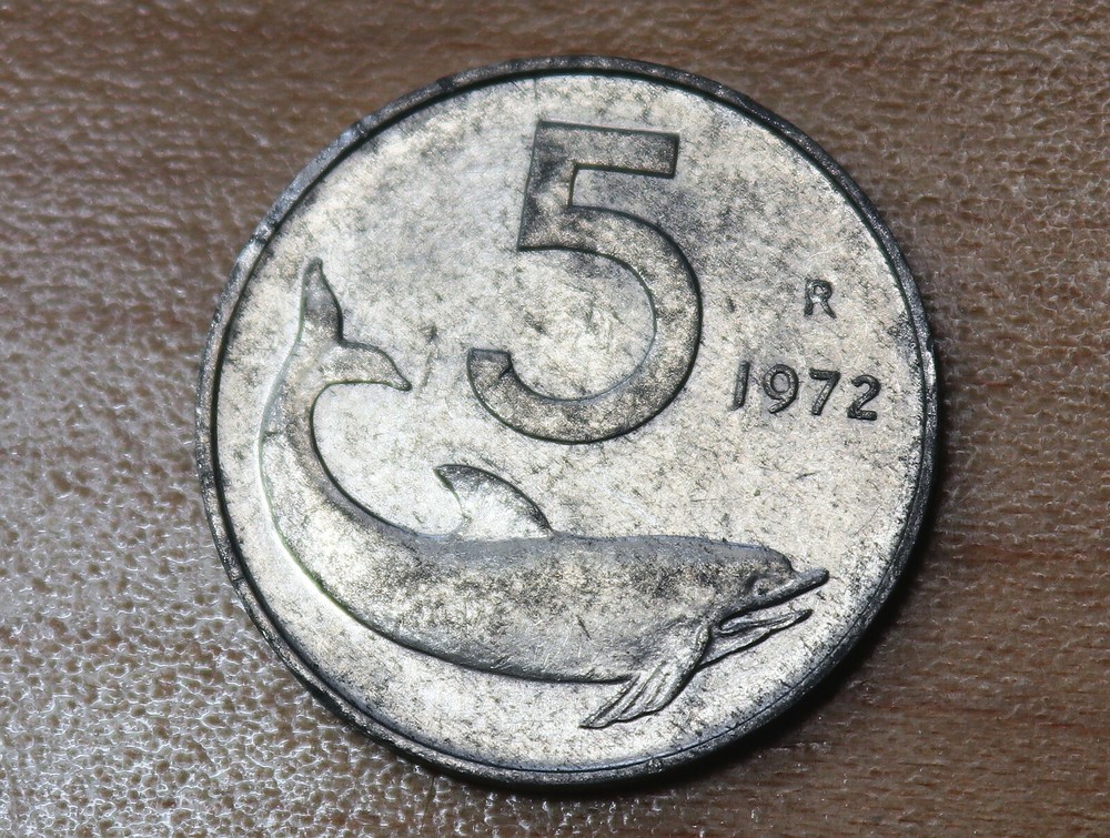 1972 Italy 5 Lire Dolphin