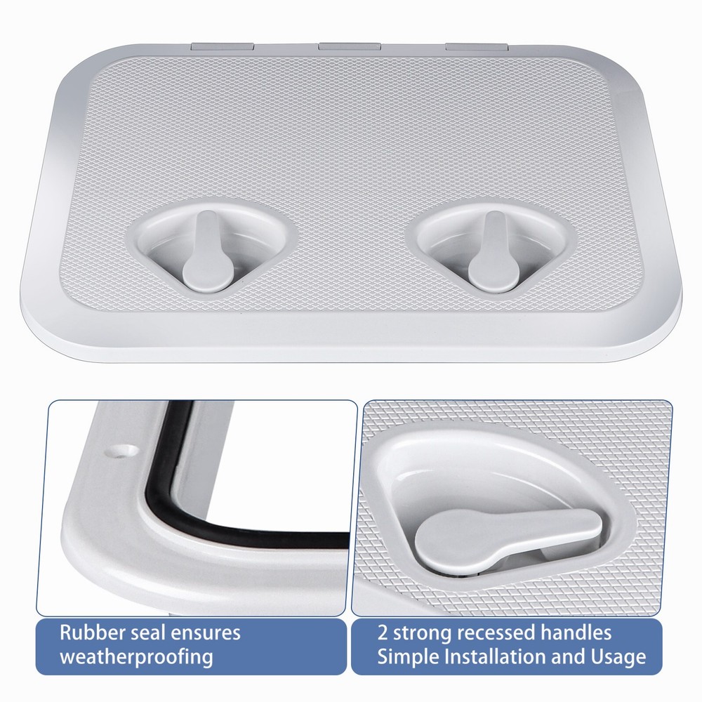 2Pcs White Marine Boat Deck Rectangular Access Hatch Handle Lock 17 in*9.6 in