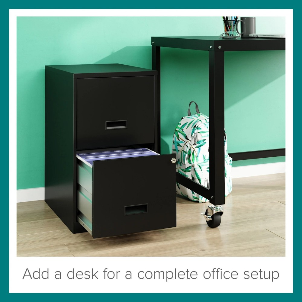 Space Solutions 18" Deep 2 Drawer Letter Width Vertical File Cabinet, Black