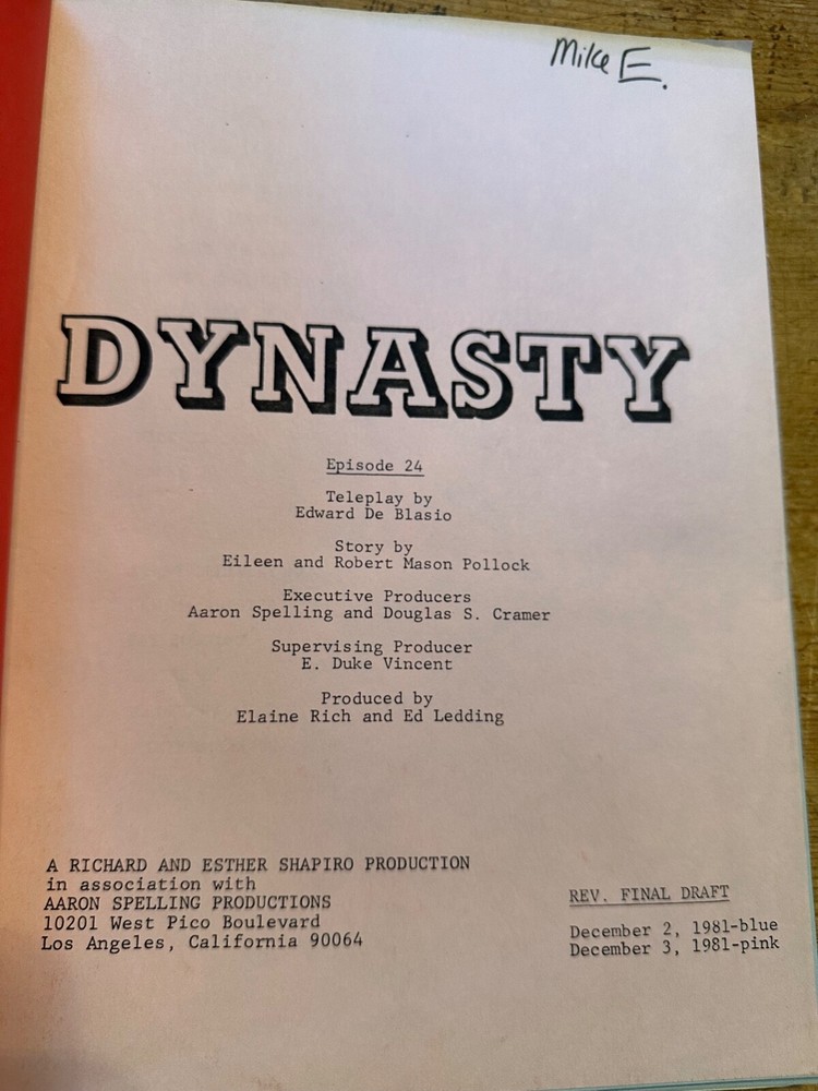 DYNASTY TV SHOW SCRIPT EPISODE EPISODE 24FINAL DRAFT