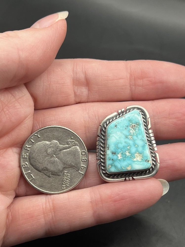 Dave Skeets Sonoran Turquoise Sterling Ring Size 5.5