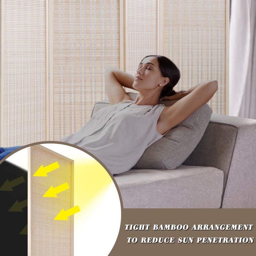 4 Panel Room Divider Wall Bamboo Folding Privacy Screen Freestanding Separator