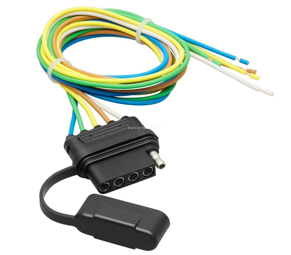 5-Pin Flat Trailer Wire Harness Tail Brake Light Female Socket Plug Connector