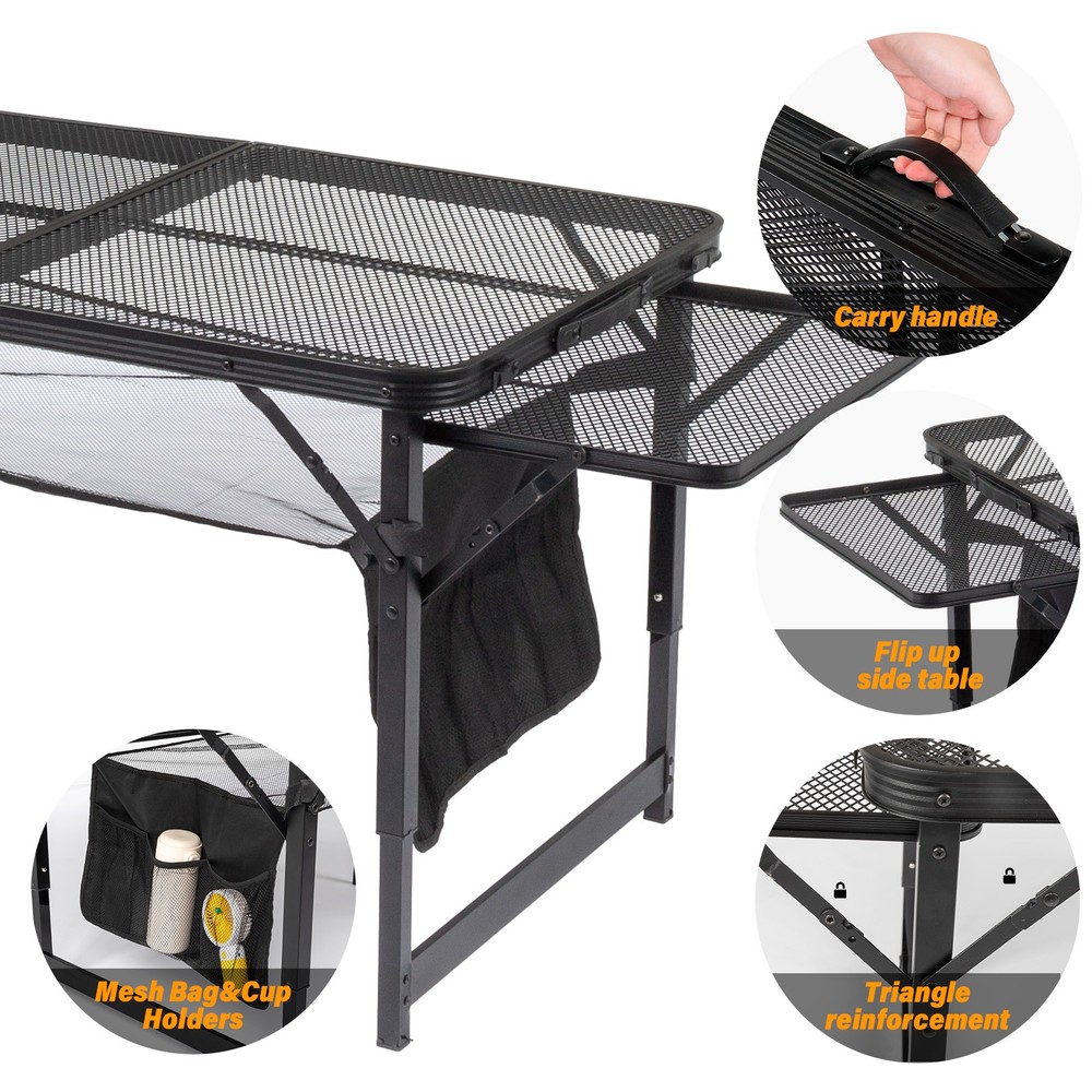 4.7 ft Portable Folding Grill Table, Outdoor Foldable Camping Table Easy Carry