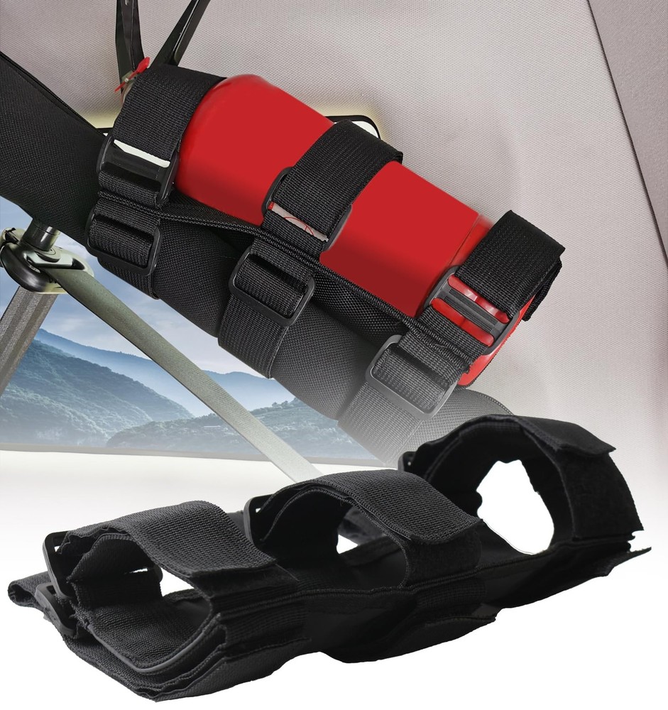 Universal Fire Extinguisher Straps Adjustable Roll Bar Mount 3 lb Fire Exting...