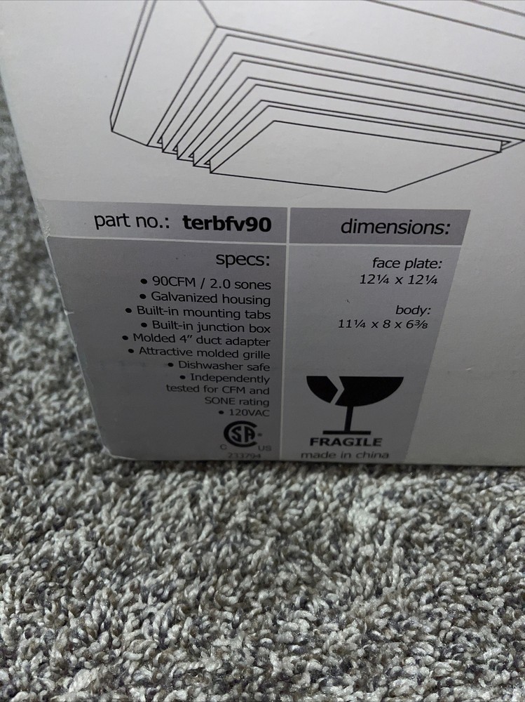 Tamco 90 cfm Bathfan Terbfv90 open box