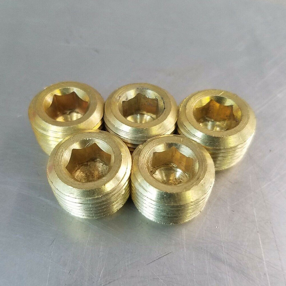 10PCS 3/8" Solid Brass Male NPT Thread Allen Head Pipe Plug Hex Socket