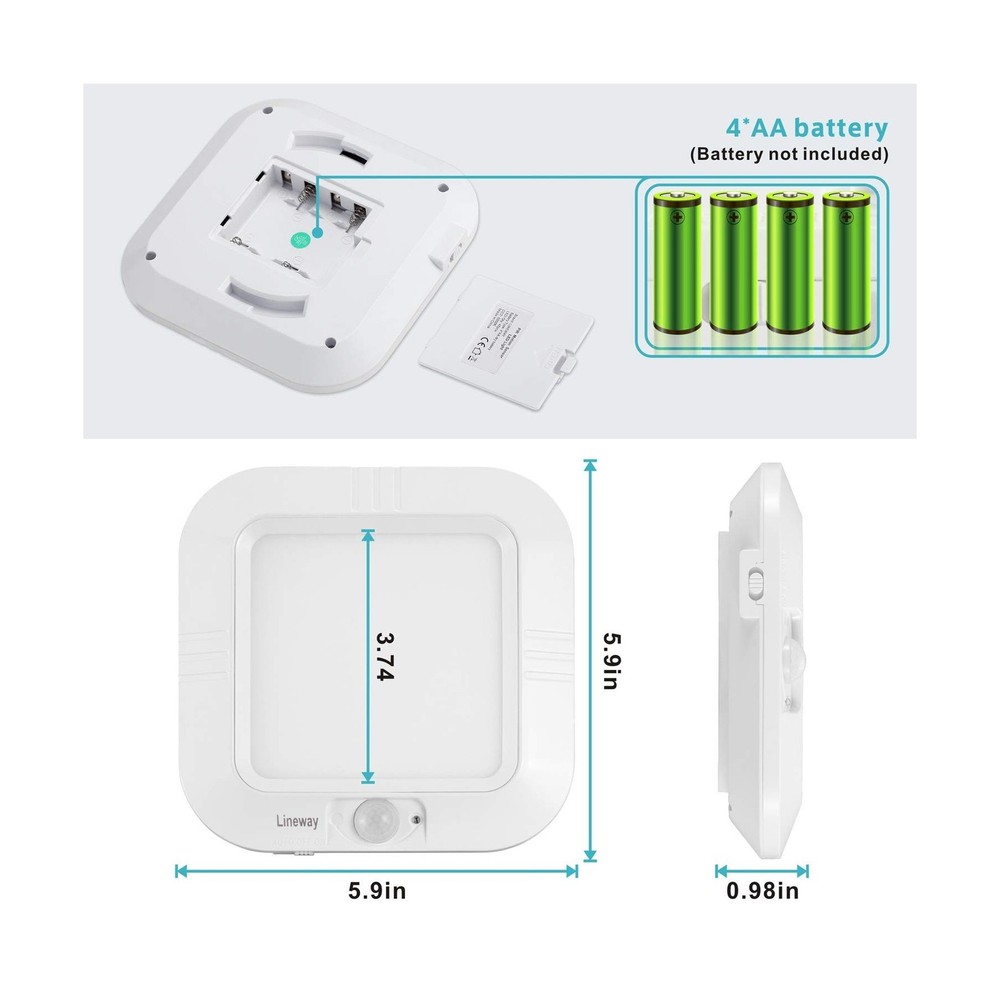 LINEWAY Motion Sensor Ceiling Light - Indoor Motion Activated LED Light, 6000...