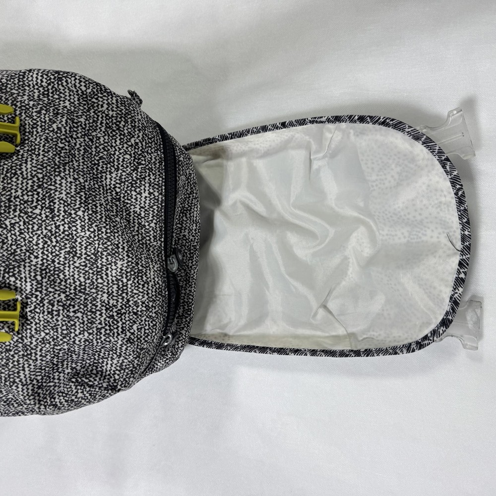 Kipling Black and White Patterned Backpack with Yellow Logo Patch b14