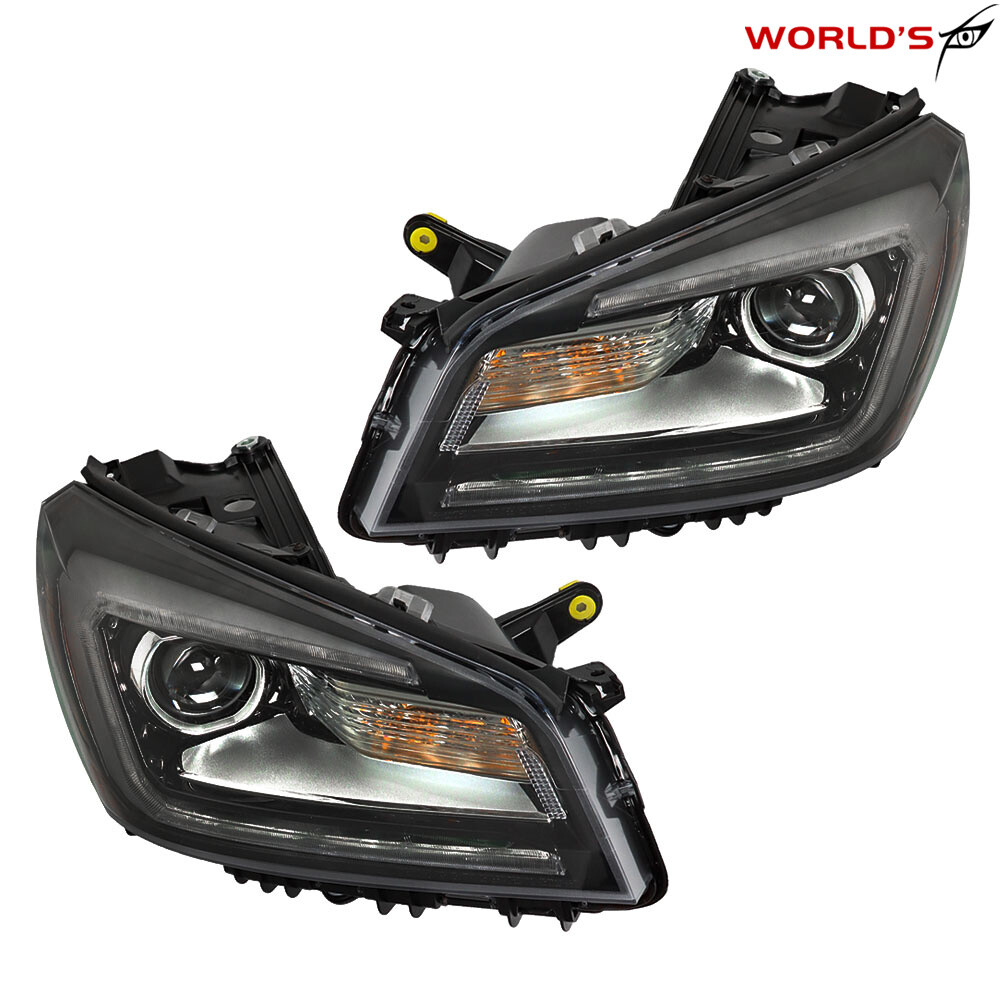 For 2013-2016 GMC Acadia Projector Headlight Right+Left Black Halogen w/ LED DRL