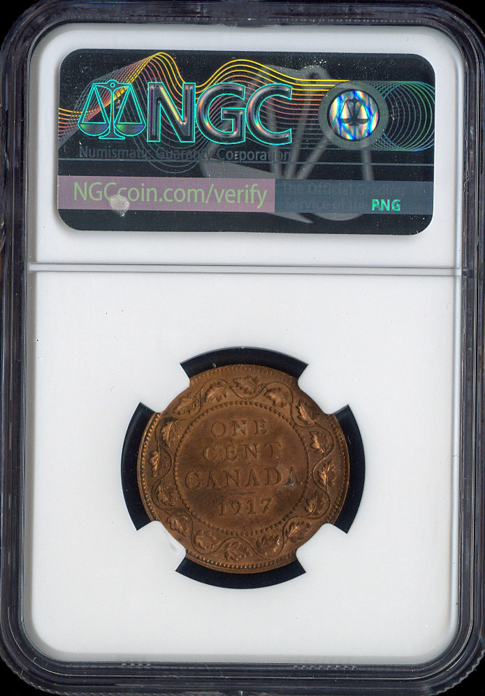 1917 Canada Cent NGC MS63 RB - George V - Quality