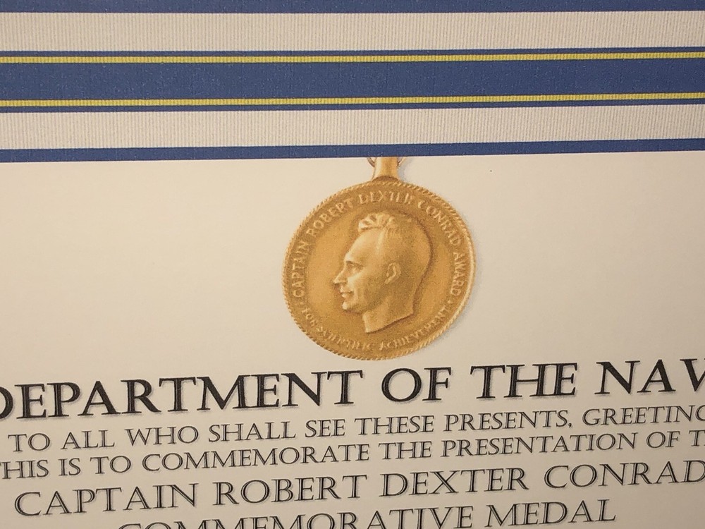 NAVY - CAPTAIN ROBERT DEXTER CONRAD COMMEMORATIVE AWARD CERTIFICATE ~ Type-1