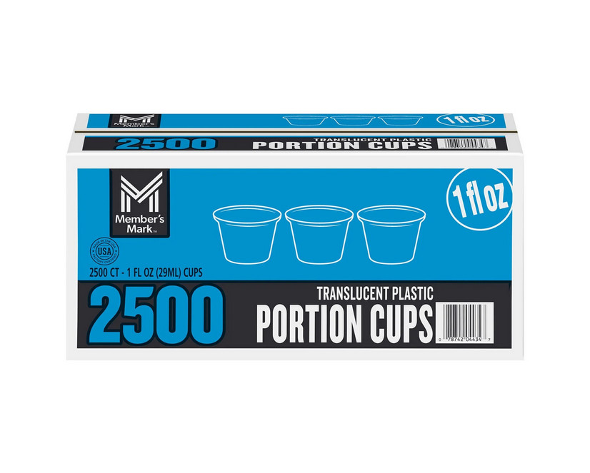 Member's Mark Translucent Plastic Portion Cups 1 oz, 2,500 Count Bulk