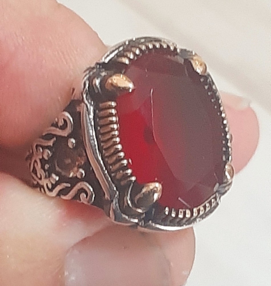 925 SILVER RING Men Solitaire Spinel Ring Sterling Man $