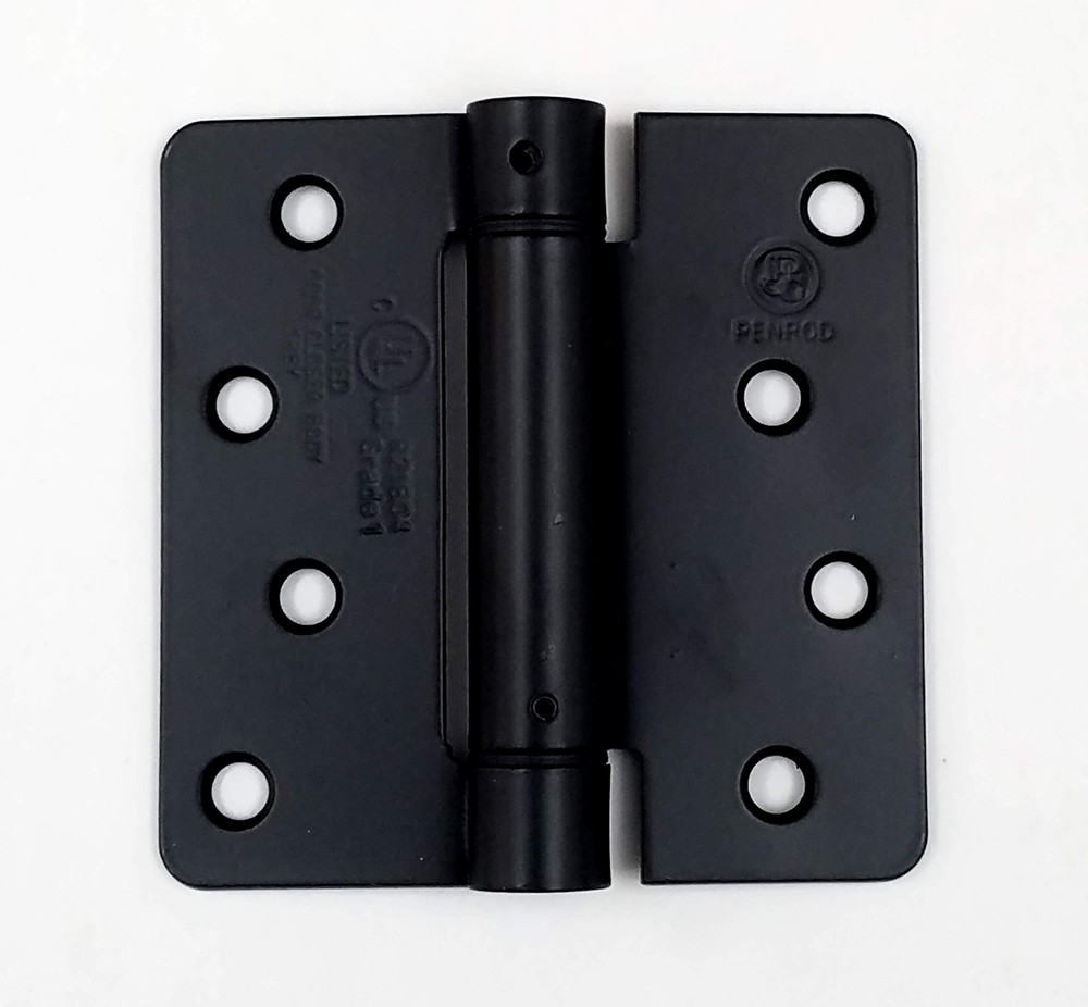 Spring Hinges, 4 Inch with 1/4 Inch, Self Closing Adjustable, Flat Black, 2 P...