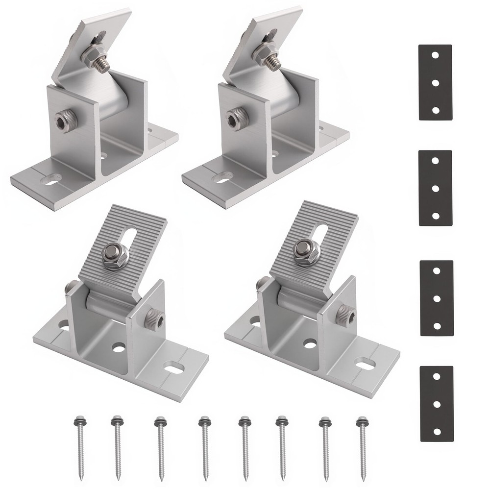 4 Pack Adjustable Solar Panel Tilt Mount Bracket Base, Tilt Angle 10°-60
