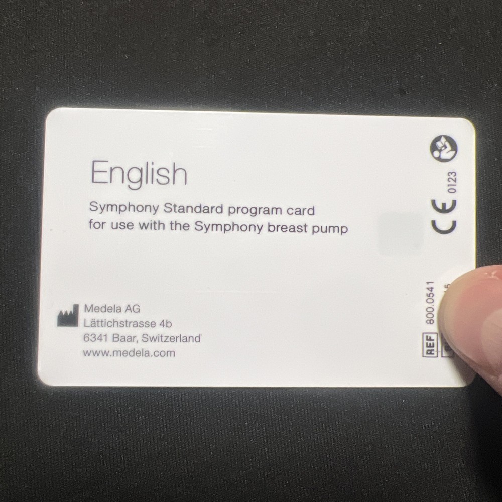 Medela Symphony Breast Pump Standard Program Operation Card - English. Tested