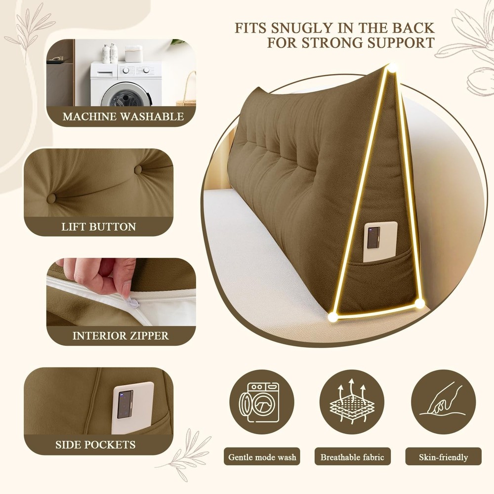 DANGHOOGY Headboard Pillow Queen, Large Triangular Wedge Headboard Pillow for...