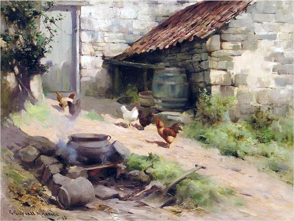 Farmyard Rooster Hen R. Macnee Accent Tile Mural Kitchen Wall Backsplash Ceramic