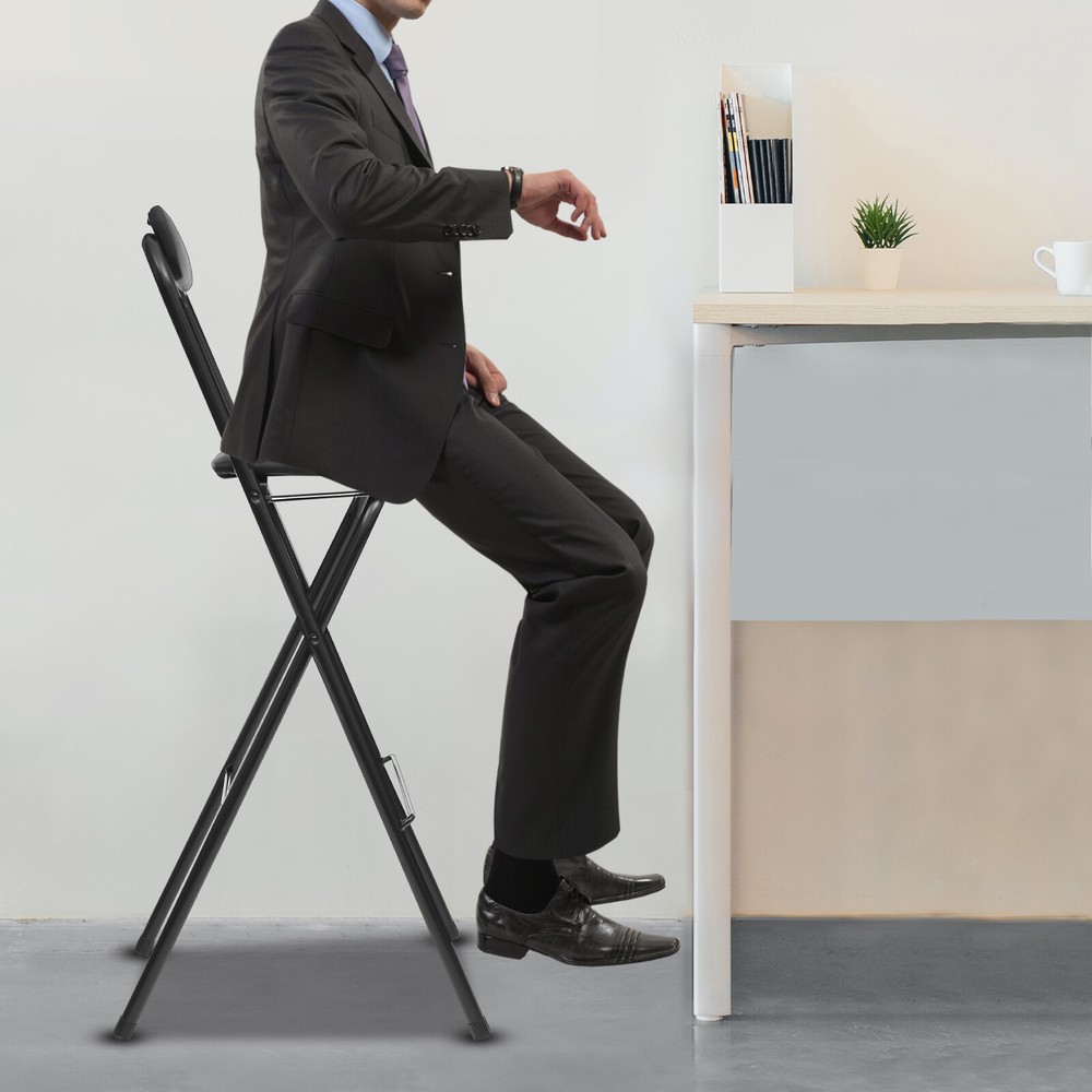 70cm Folding Bar Stool with Backrest, Tall Foldable Stool Chair Portable 1 Pc