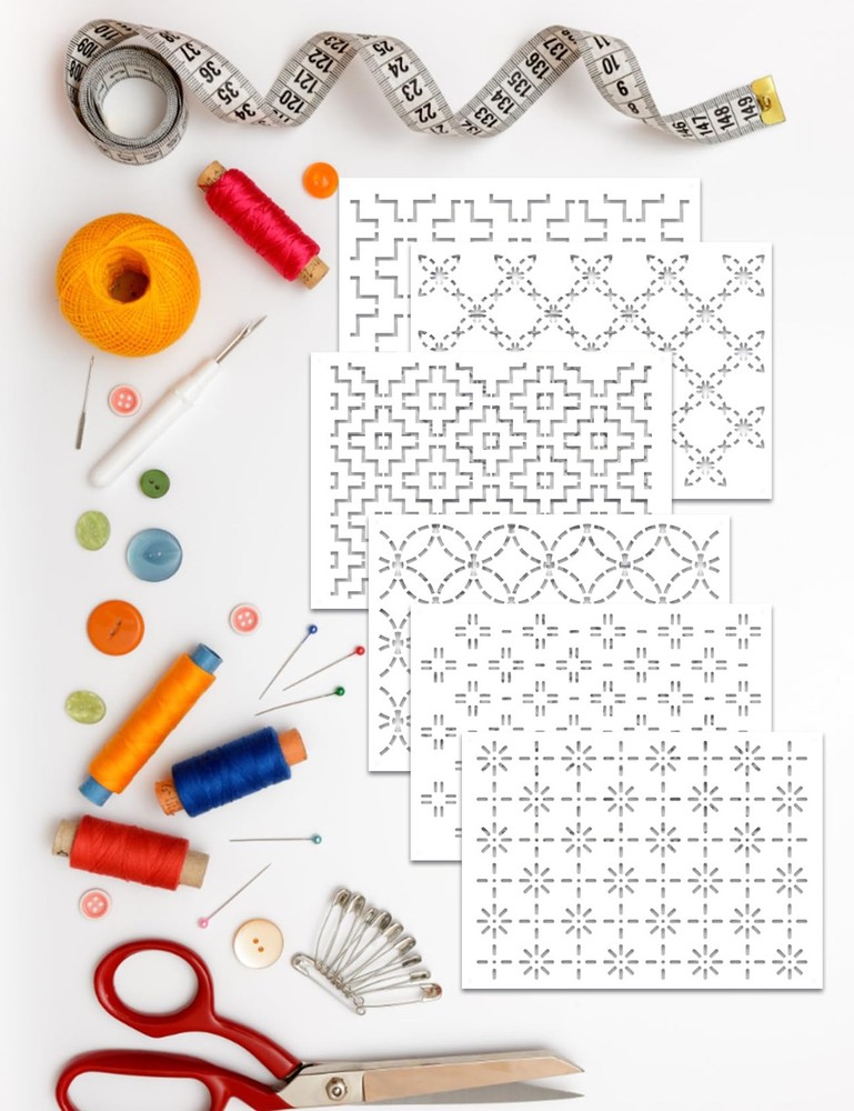 20 Pcs Sashiko Stencils Plastic Embroidery Quilting Sewing Pattern Templates