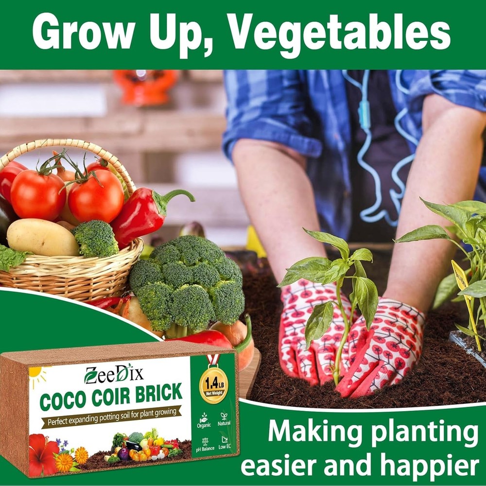 10-Pack Coco Coir Bricks: Biodegradable Planting Solution, 2.1 Gal Each