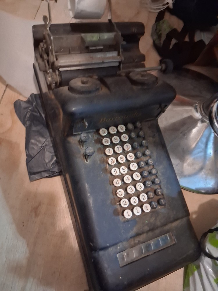 Burroughs Antique Mechanical Adding Machine Calculator