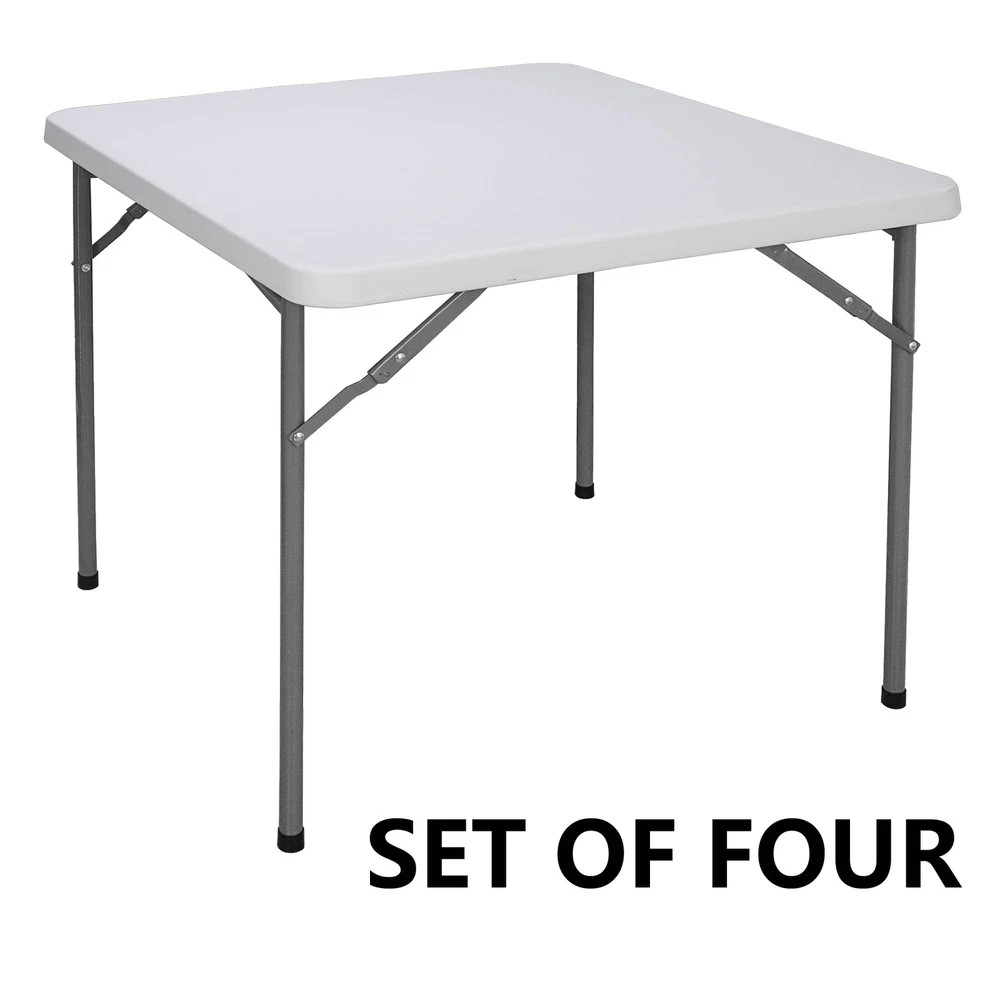 4PCS 3ft Portable Folding Table Plastic Table Square Card Utility Camping Table