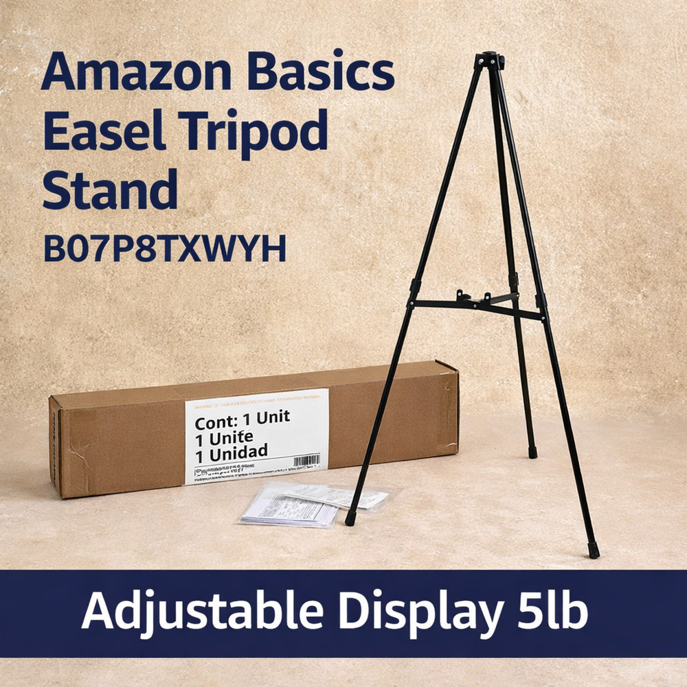 Amazon Basics Easel Tripod Stand B07P8TXWYH Adjustable Display 5lb