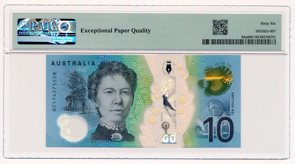 AUSTRALIA banknote 10 Dollars 2017 PMG MS 66 EPQ Gem Uncirculated